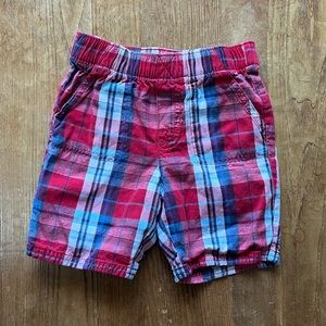 Boys Red Plaid Shorts